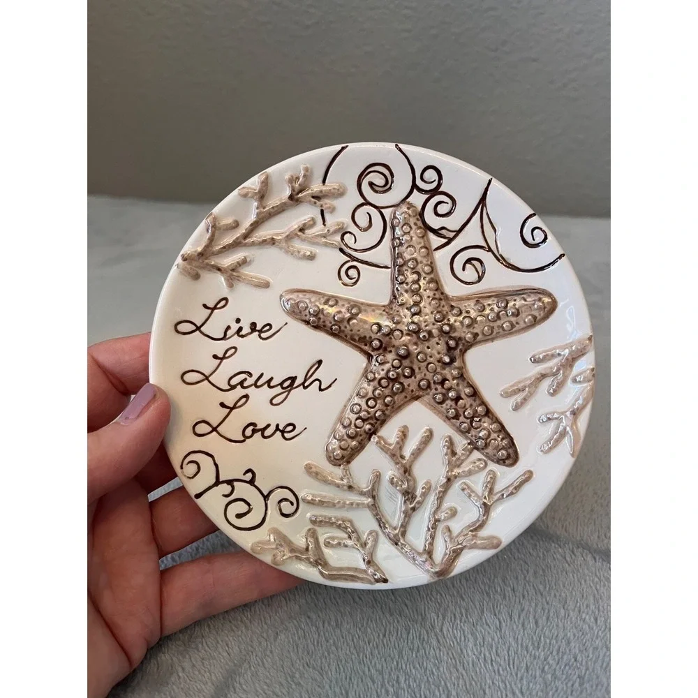 Star Fish Decorative Sm. Plate Dish 5 1/4 in. Live Love Laugh Beach House boho